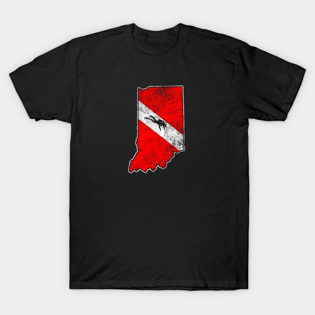 Indiana Dive Flag Scuba Diving State Map Dive Flag Distressed T-Shirt by TeeCreations